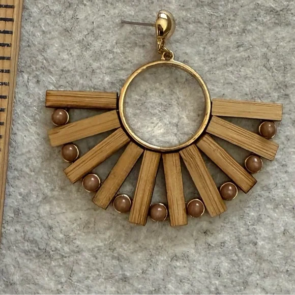 Boho Style Wooden Earrings - Picture 3 of 4